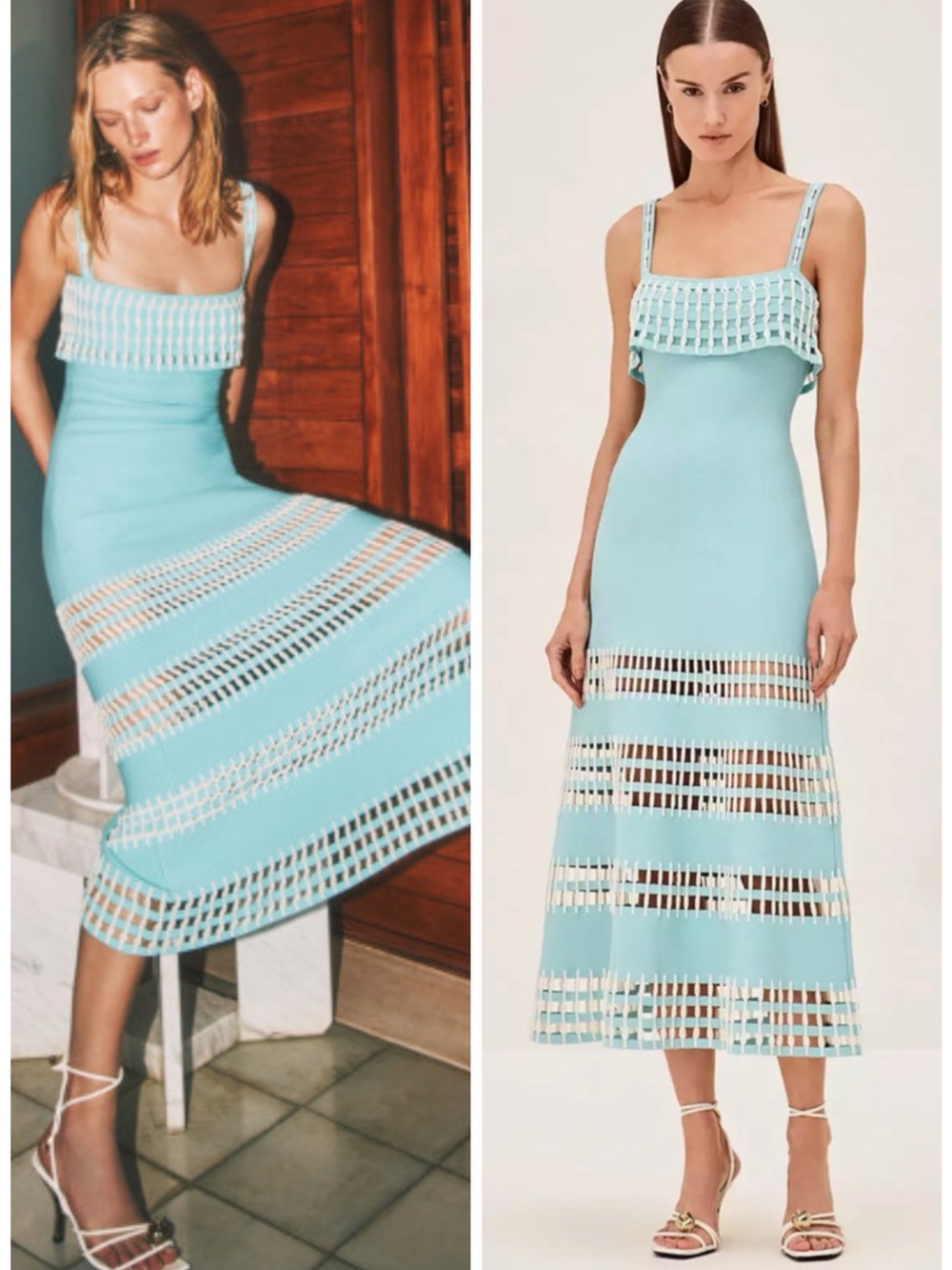 Alexis Priscilla Crochet Midi A-Line Dress in Blue SZ M NWT